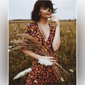 Zara colorful floral wrap cross-over dress